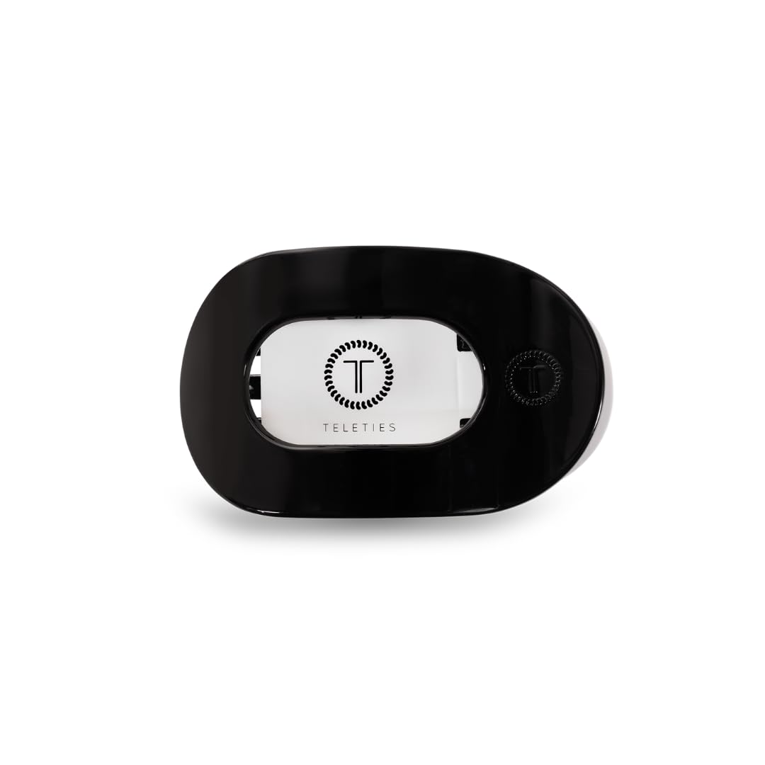 TeLETIES attache-cheveux plat rond noir, maintien sûr sans glisser.