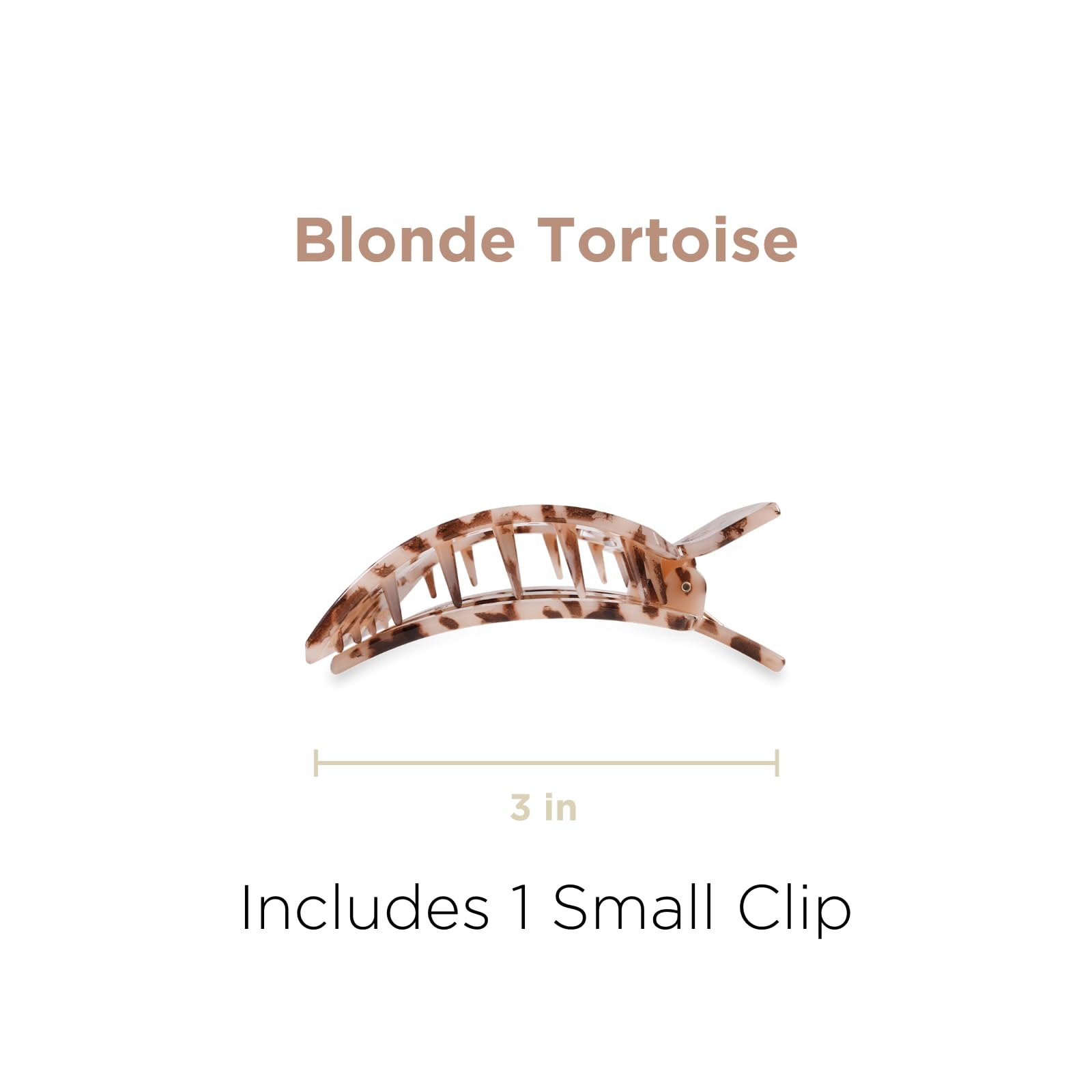 Teleties clip plat carré moyen blond tortue, prise stable pour cheveux moyens au quotidien.