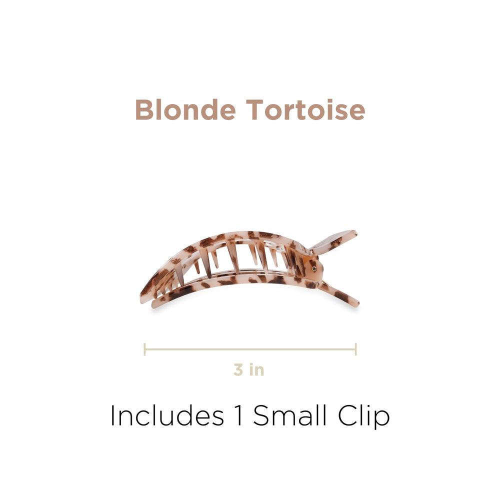 Teleties clip plat carré moyen blond tortue, prise stable pour cheveux moyens au quotidien.