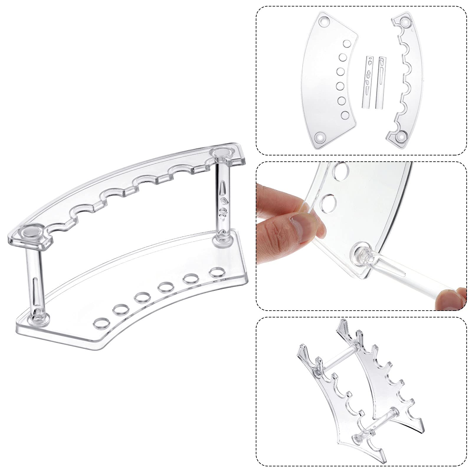 Support-stylo-maquillage Teling transparent, rangement pratique et accessible.