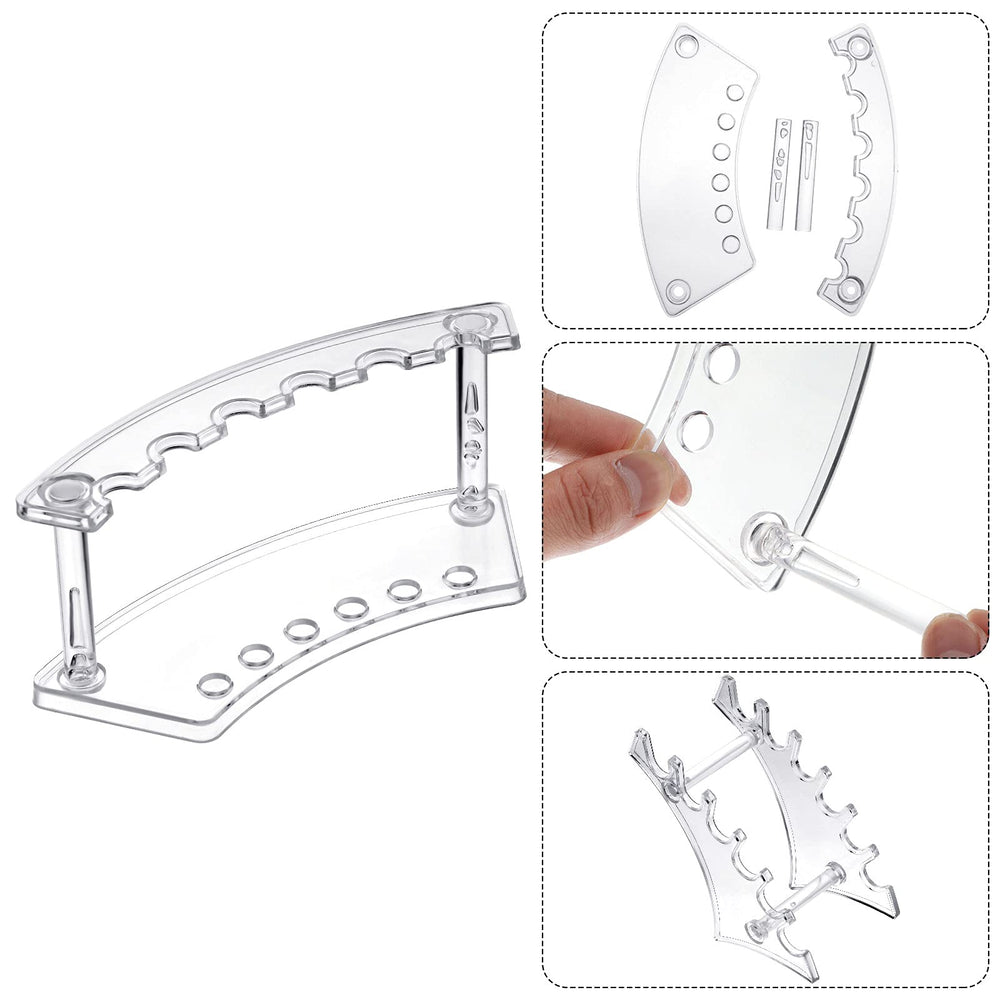 Support-stylo-maquillage Teling transparent, rangement pratique et accessible.