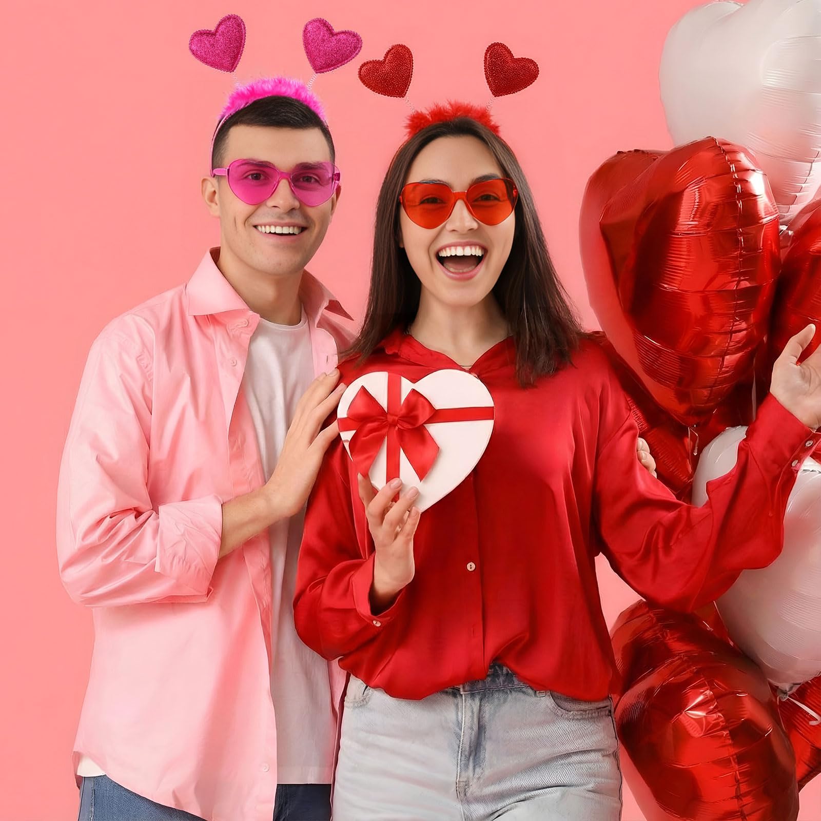 Tellegloww lunettes cœur rose pailleté, ajout charmant pour soirée déguisée.