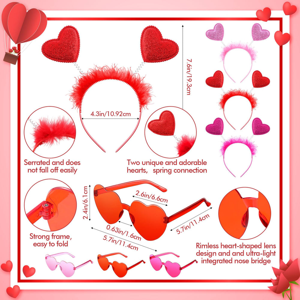 Tellegloww lunettes cœur rouge, style ludique pour cabine photo et fête.