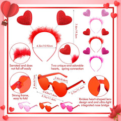Tellegloww lunettes cœur rouge, style ludique pour cabine photo et fête.