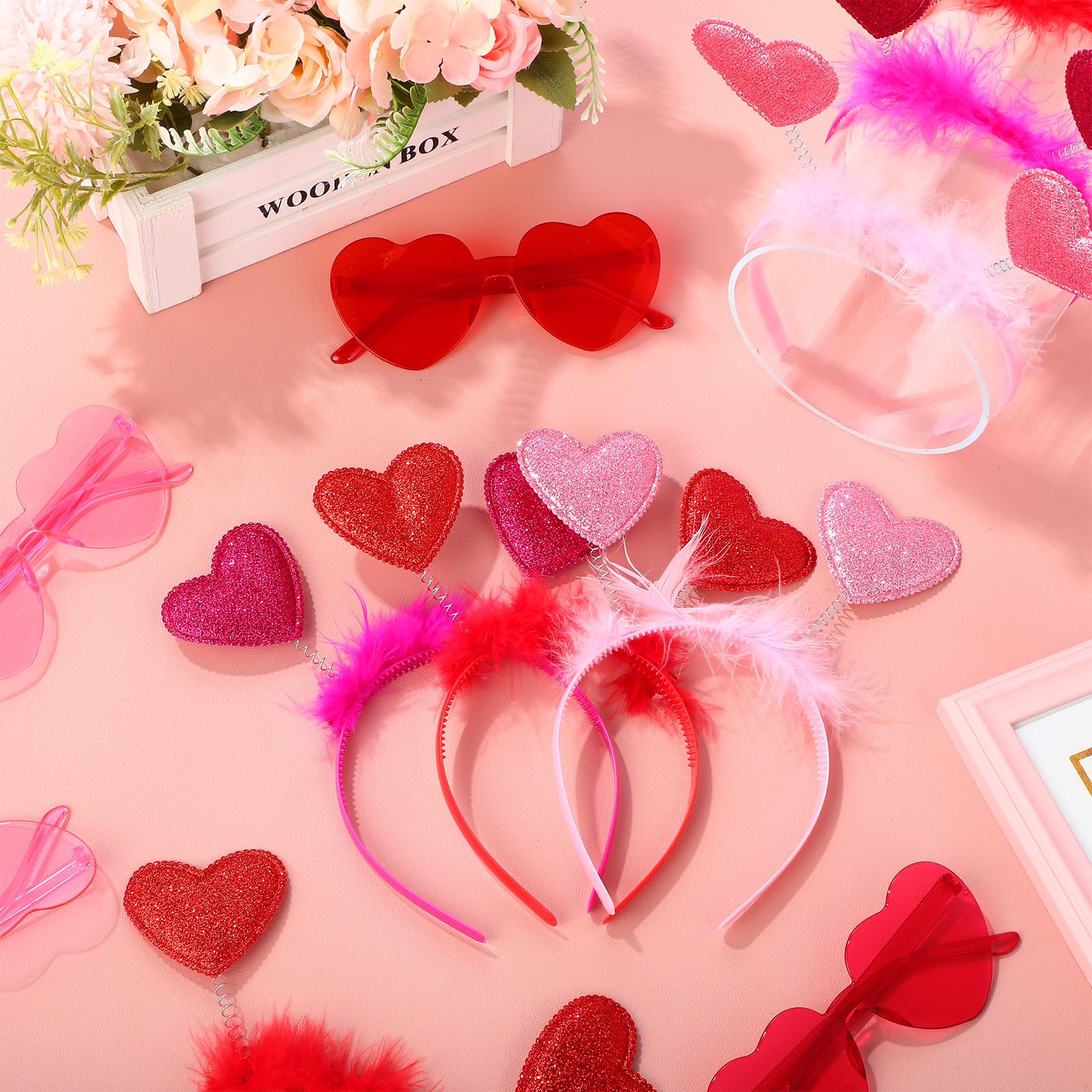 Tellegloww lunettes cœur rouge-rose, compagnon léger pour tout événement.