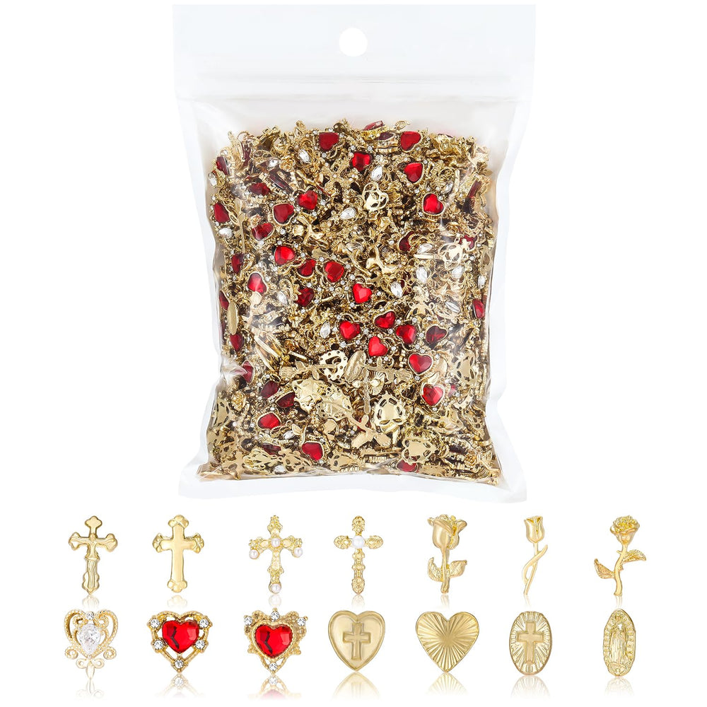 TemBelle ensemble charms dorés pour ongles, variété luxueuse pour personnaliser votre art des ongles