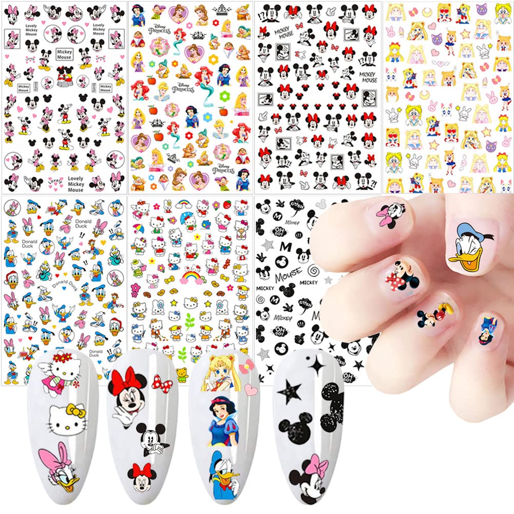 Temote decals cartoon pour ongles 7-feuilles, décoration rapide et ludique.