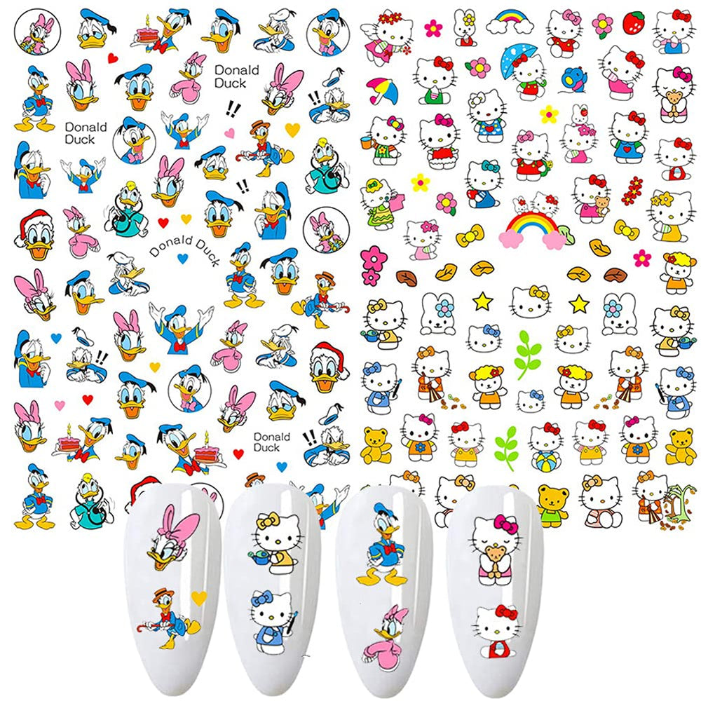 Temote decals cartoon ongles 3D, application facile à domicile pour une manucure.