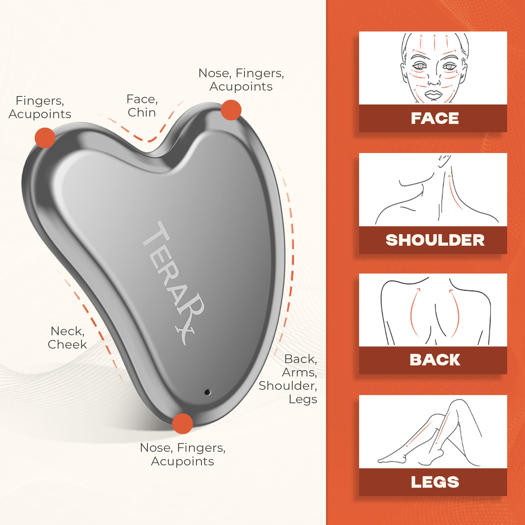 TeraRX Terahertz gua sha lifting-visage pour fermeté légère.