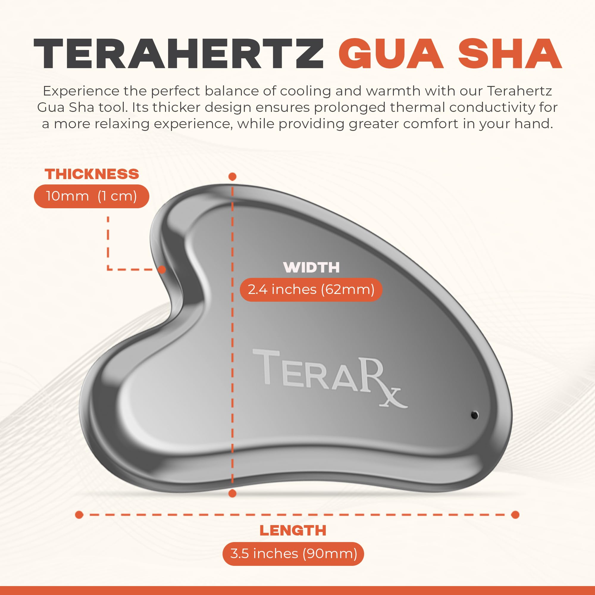TeraRX Terahertz gua sha surface non poreuse pour hygiène facile.