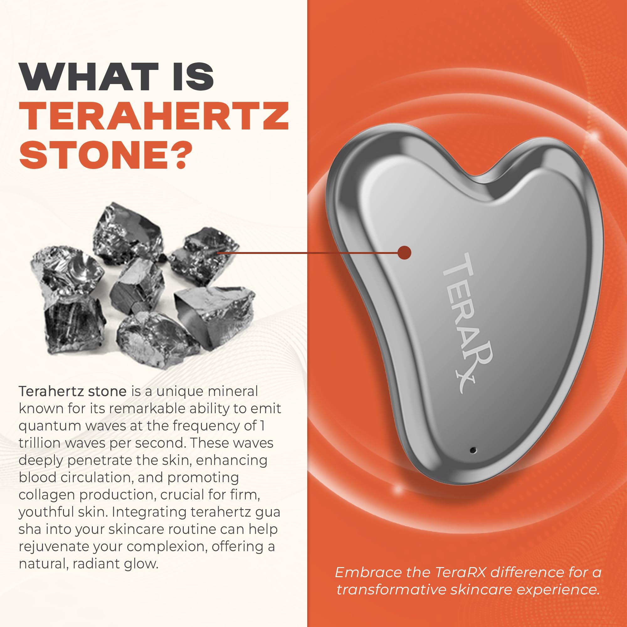 TeraRX Terahertz gua sha texture pierre pour massage apaisant.