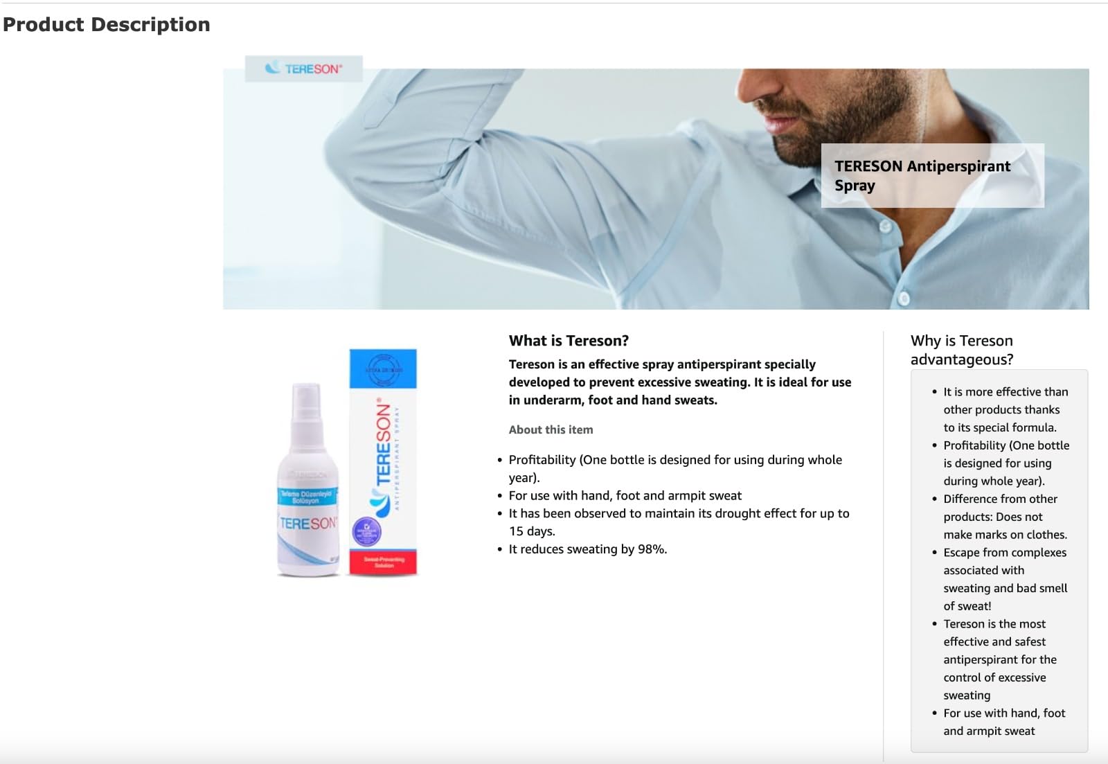 Tereson Strength – emballage du produit, conseils de lecture et sécurité.