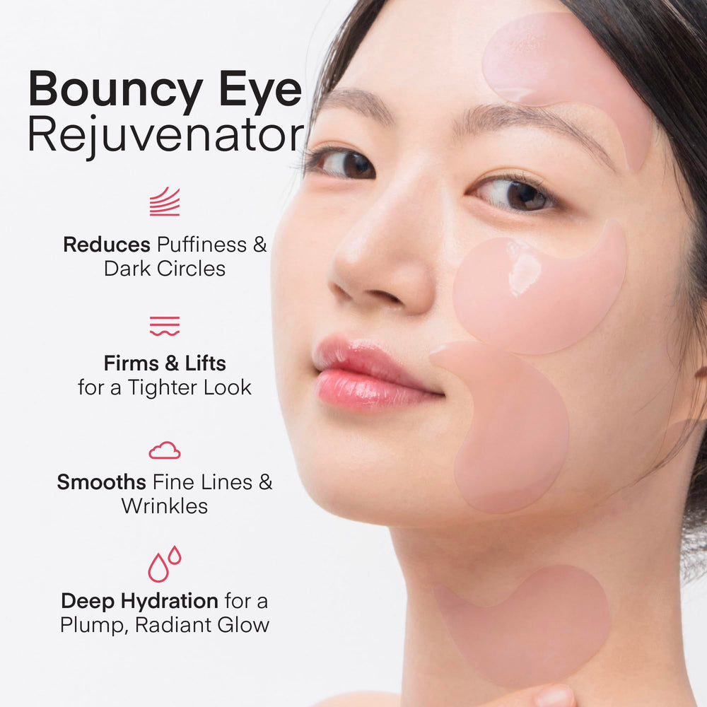 Texture hydrogel rose des patches yeux, hydratation rafraîchissante immédiate.