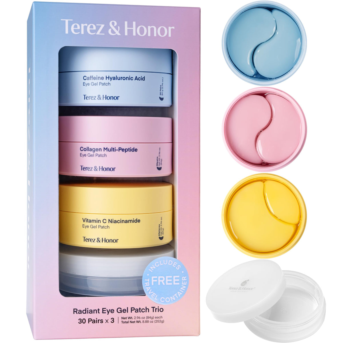 Patch hydrogel Yeux TEREZ ET HONOR — caféine et collagène pour un regard frais.