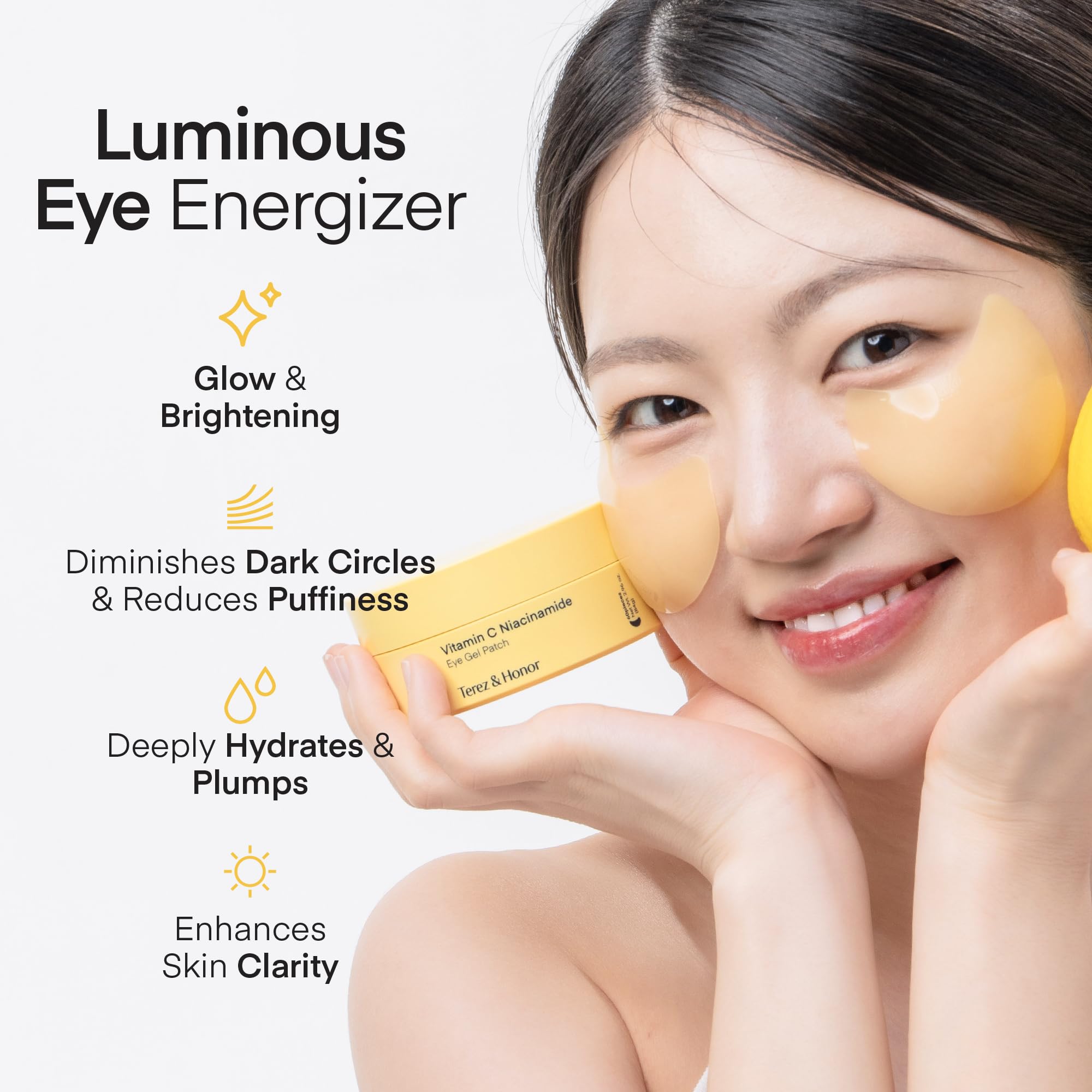 Patchs yeux TEREZ & HONOR avec acide tranexamique ciblant les cernes visuellement