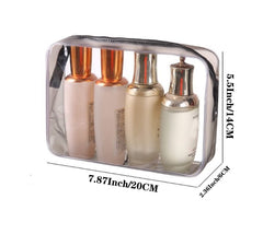 Pochette beauté transparente Tergy en PVC imperméable, idéale pour le quotidien.