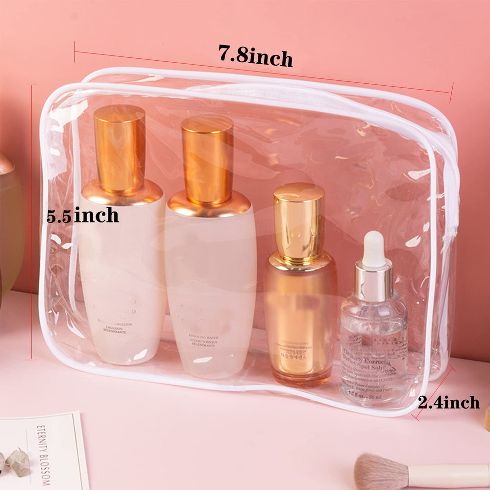 Sacs cosmétiques transparents Tergy, étanches et résistants, parfaits pour la salle de bain.