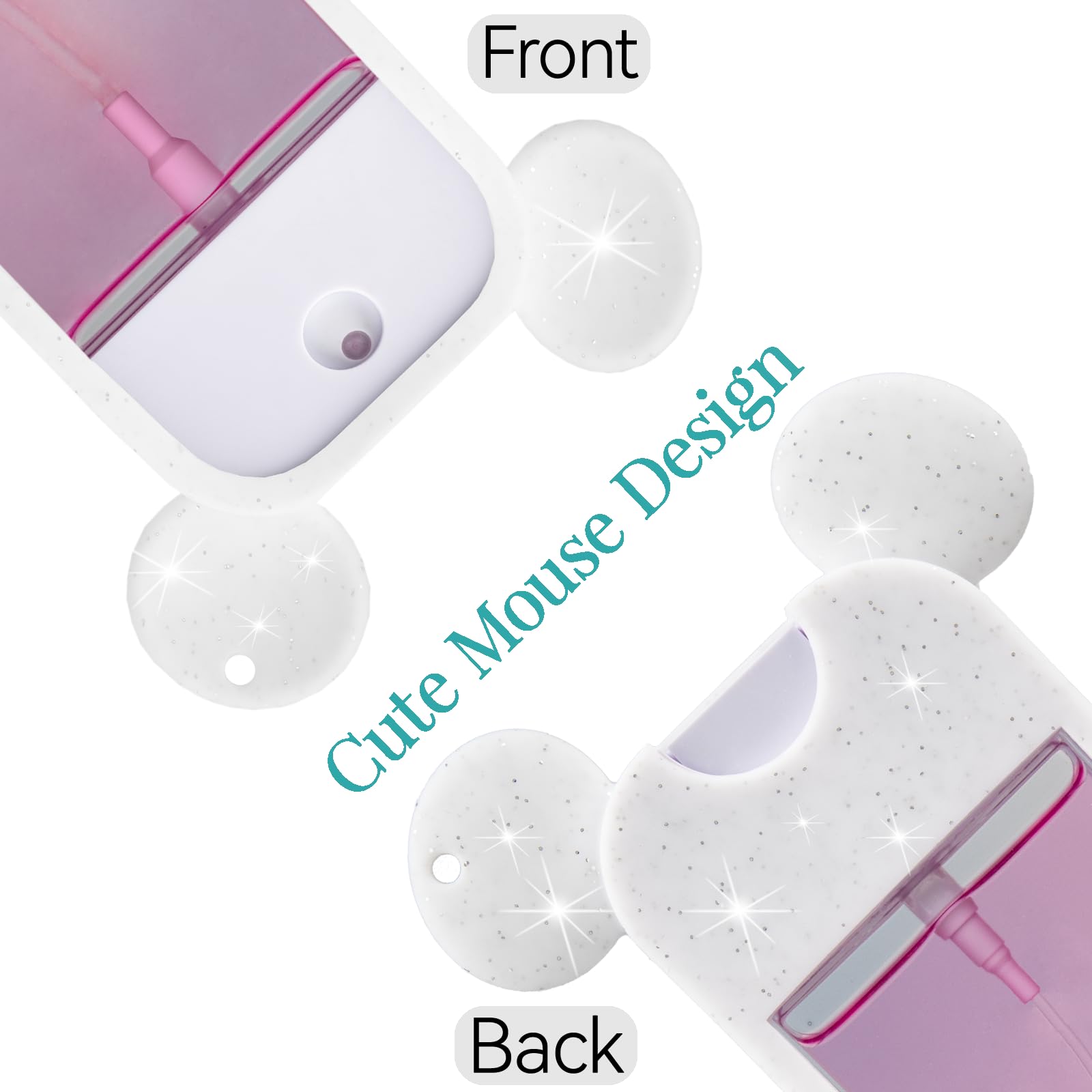 TERPINK étui silicone souris paillettes blanc violet: style unique et portable