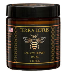 Terra Lotus baume-talo boeuf gras miel dans un bocal pour hydratation naturelle.