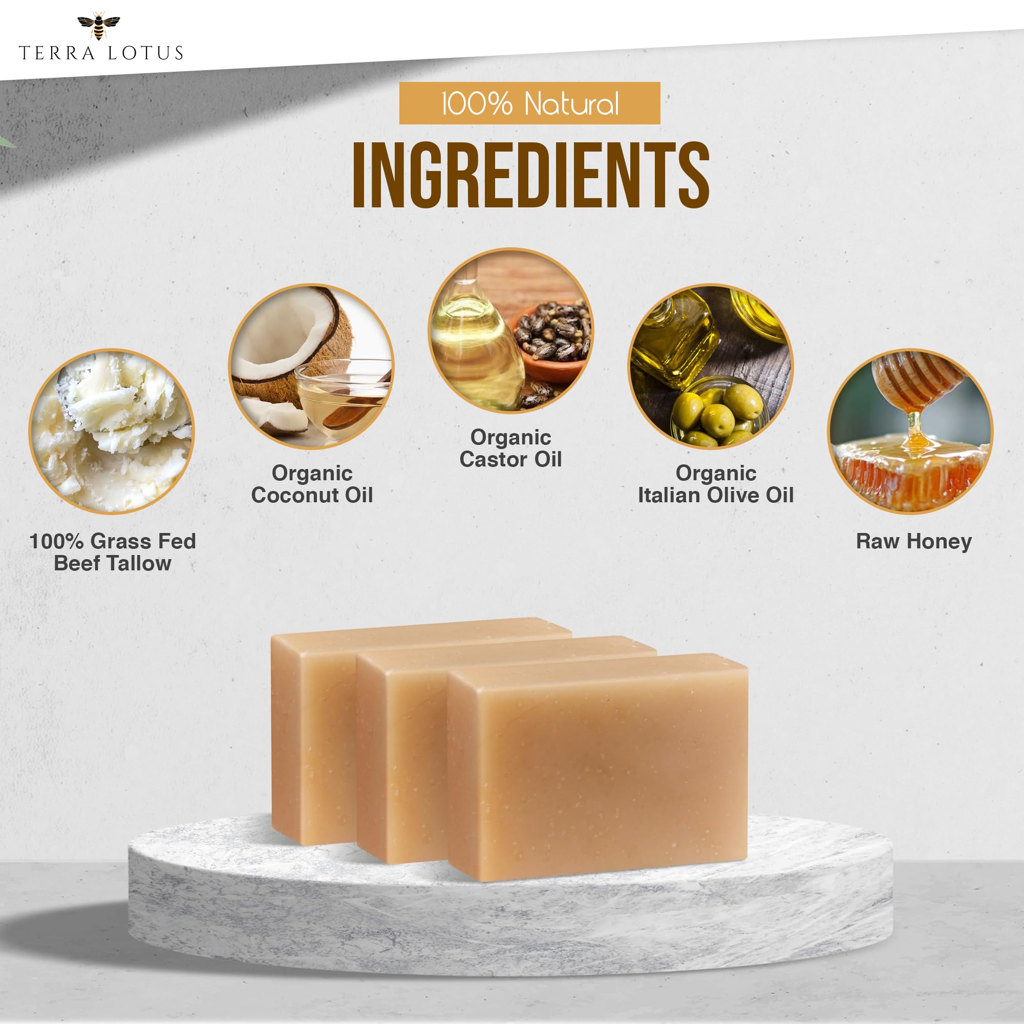 Terra Lotus bouteille huile ricin biologique – soin hydratant pour cheveux et peau.
