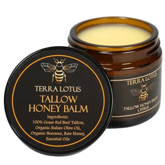 Terra Lotus honey-tallow balm jar for nourished, non-greasy skin.