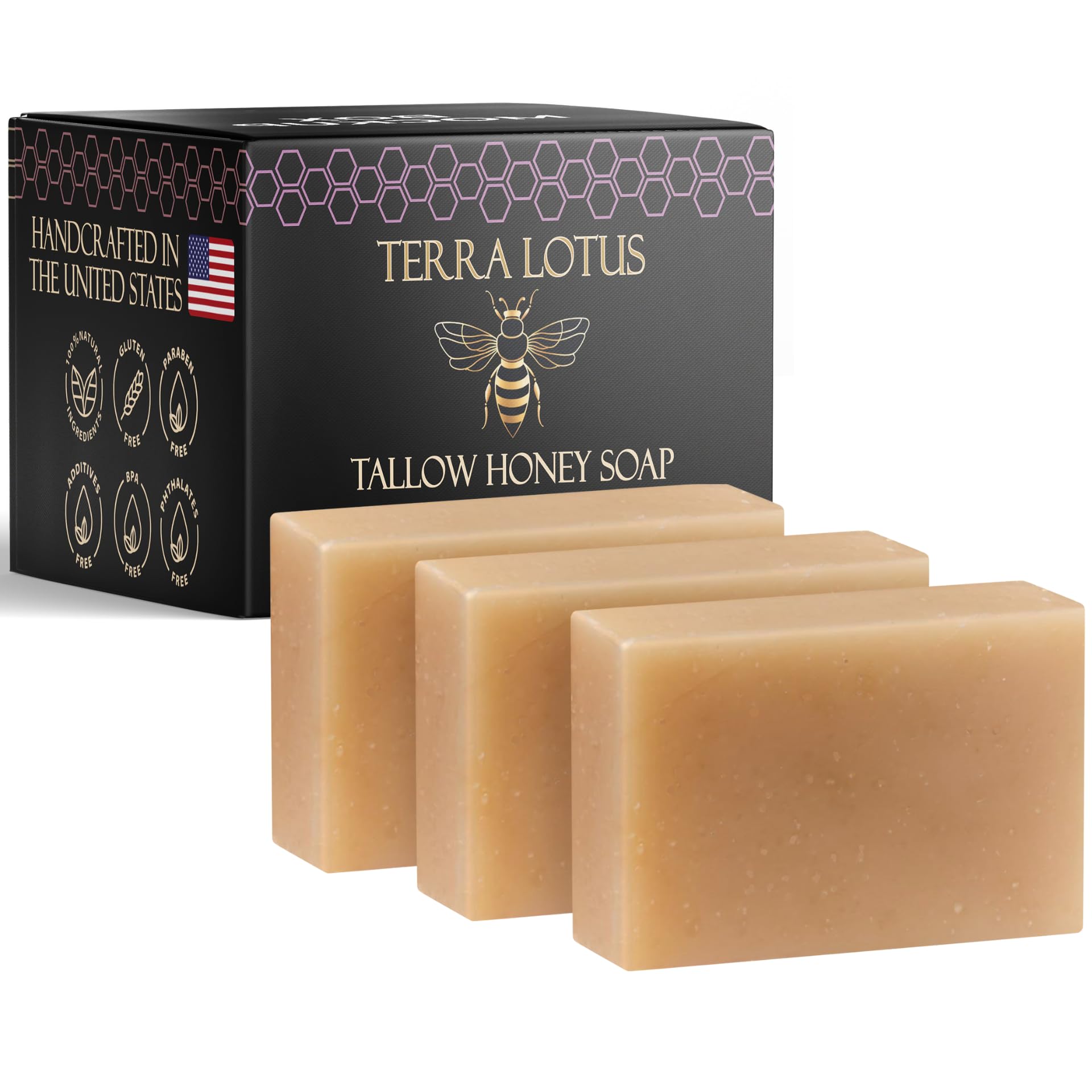 Terra Lotus savon tallow lavande – barre nourrissante pour visage et corps, hydratation douce.