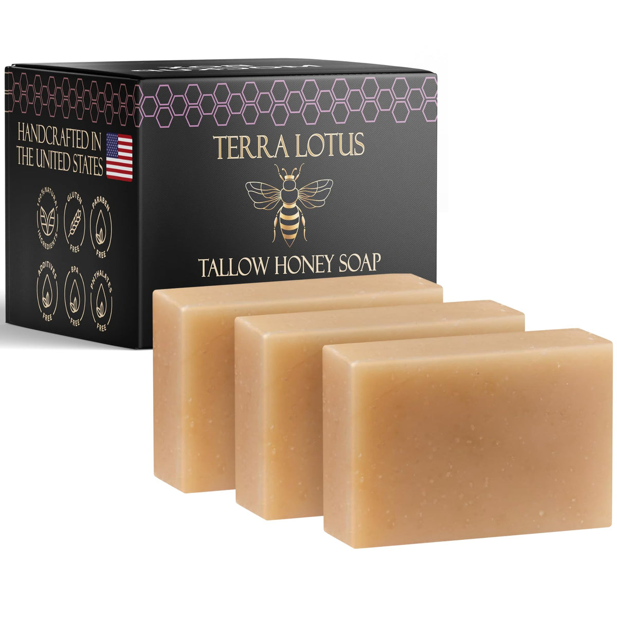 Terra Lotus savon tallow lavande – barre nourrissante pour visage et corps, hydratation douce.