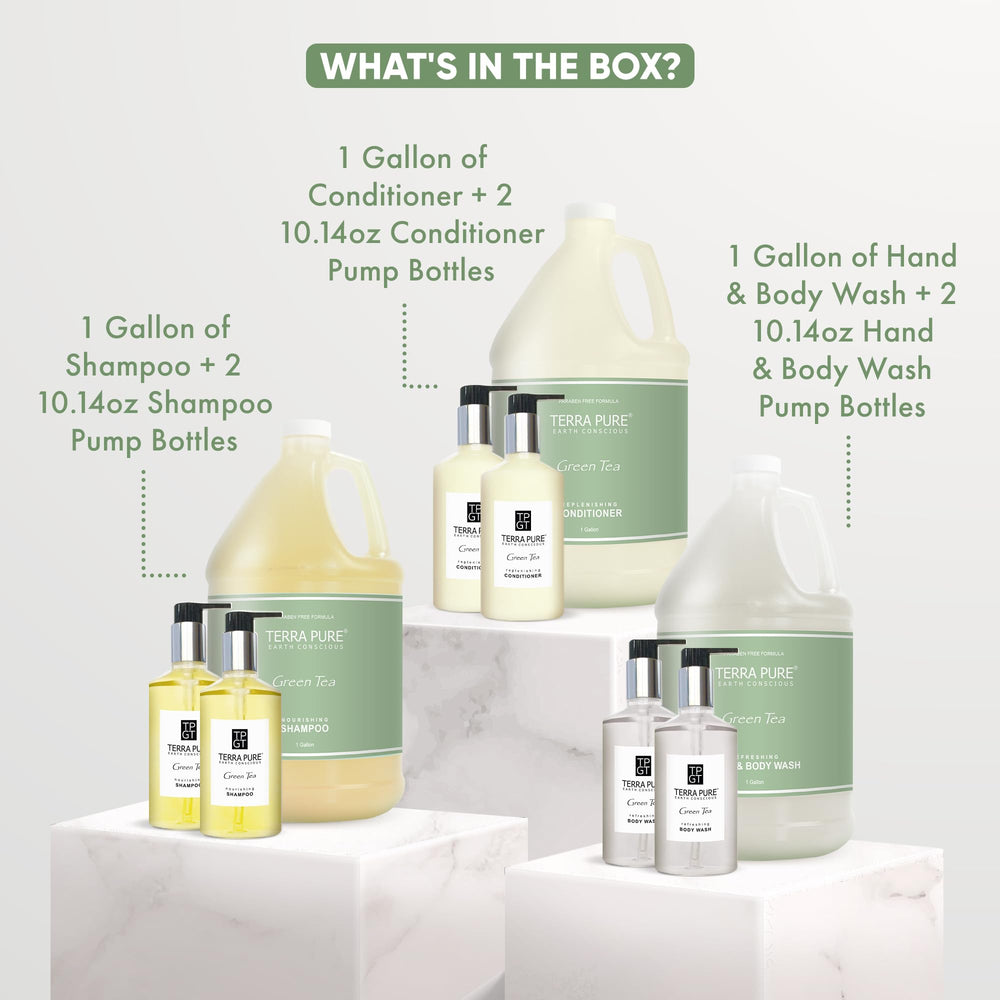 Terra Pure bouteille-pompe gel douche en gallon, expérience spa pour les clients