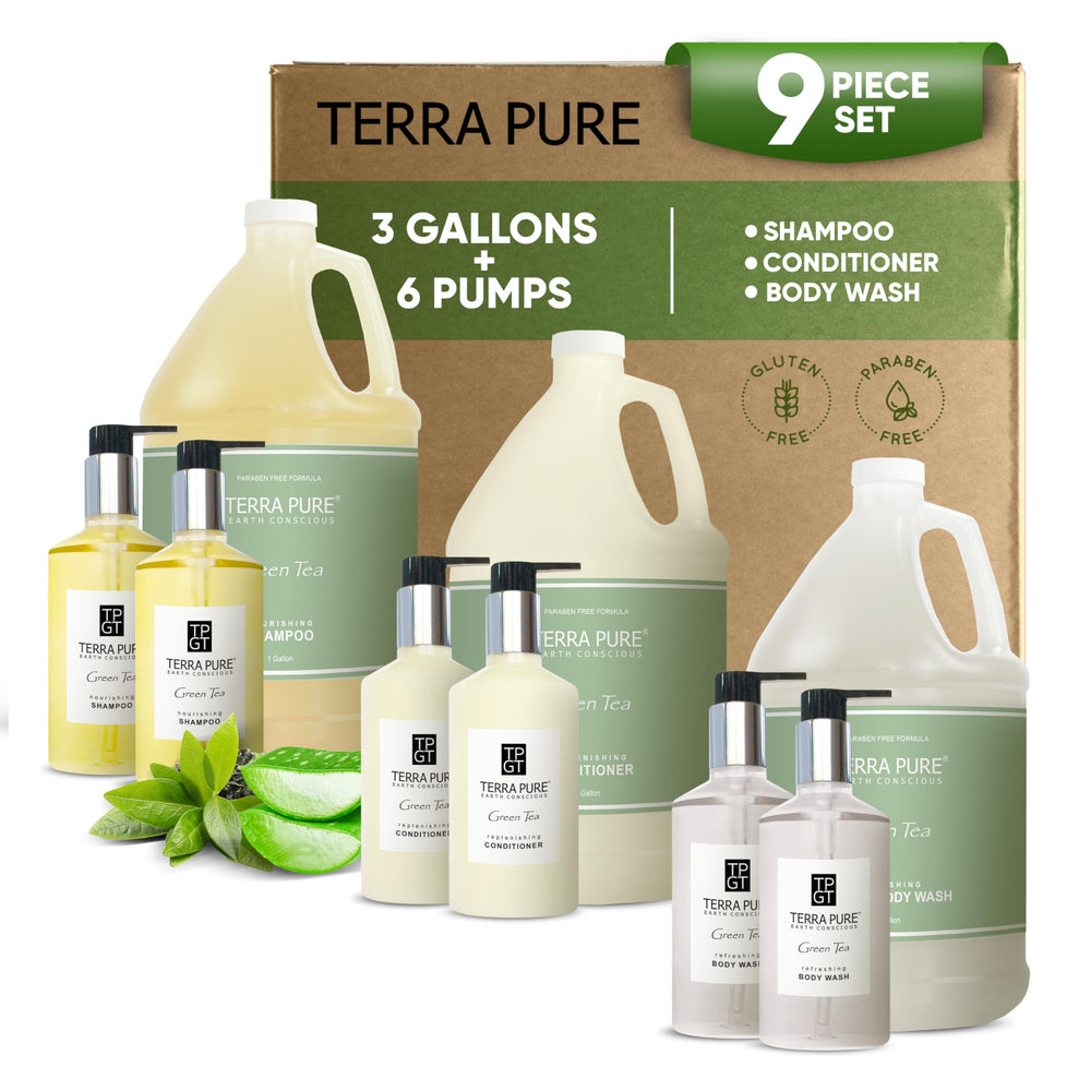 Terra Pure bouteille-pompe shampooing en gallon, pratique pour hôtels et maisons