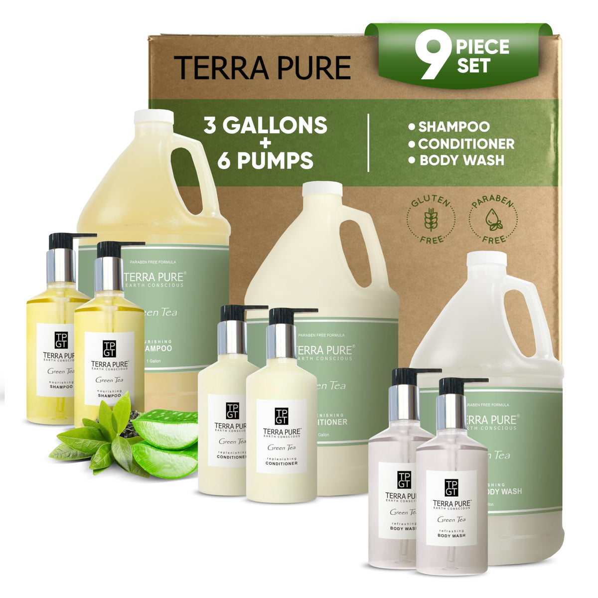 Terra Pure bouteille-pompe shampooing en gallon, pratique pour hôtels et maisons