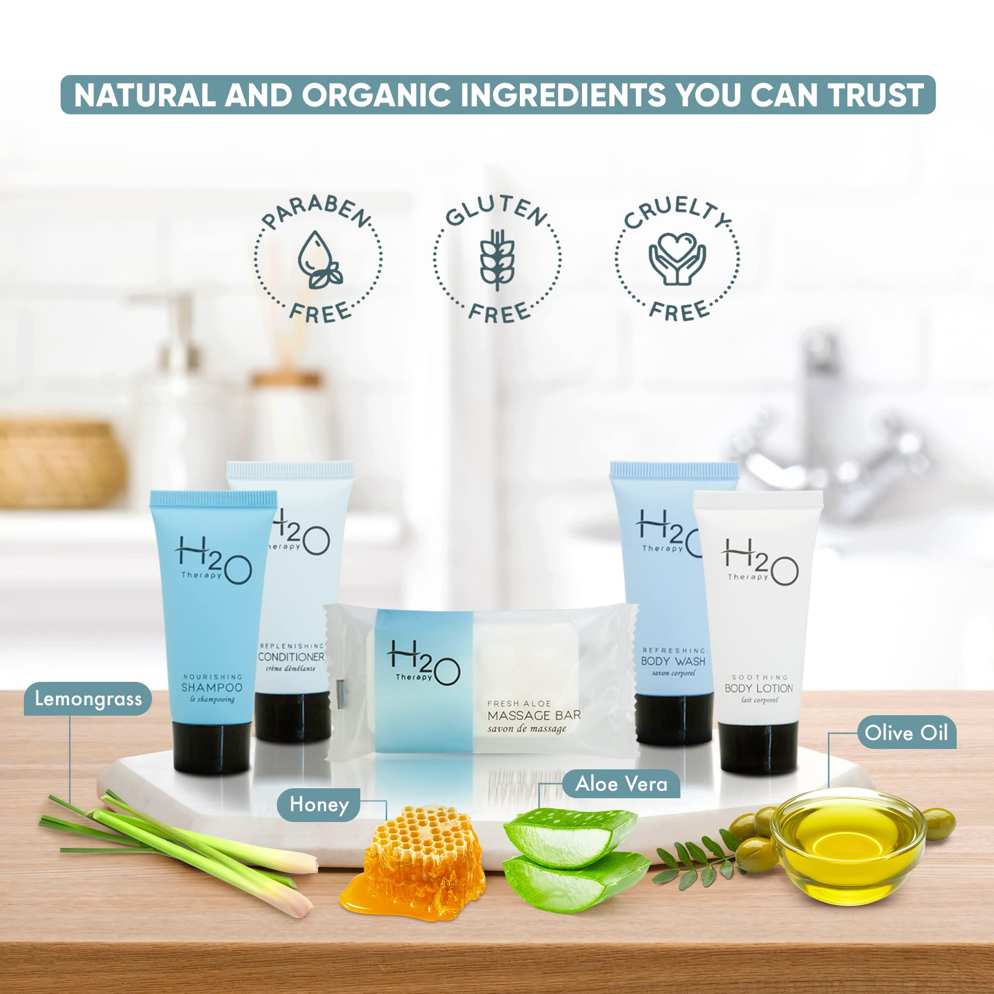 Lotion corps Terra Pure H2O Therapy en flacon, hydratation légère en voyage