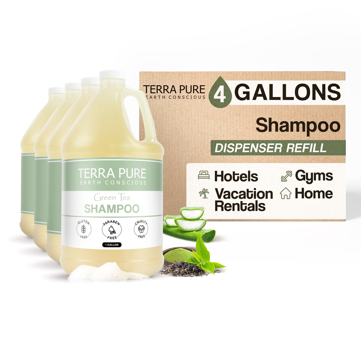 Terra Pure Shampoing Hôtel refil-bouteille-galon-4 pour distributeurs muraux