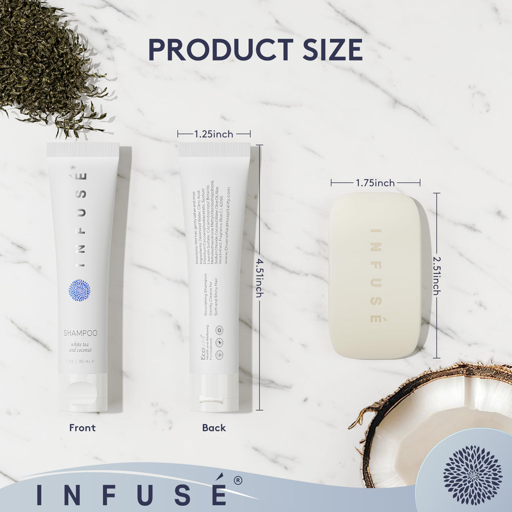 Kit voyage Infuse Pure 75 pièces, ensemble hôtel élégant et compact