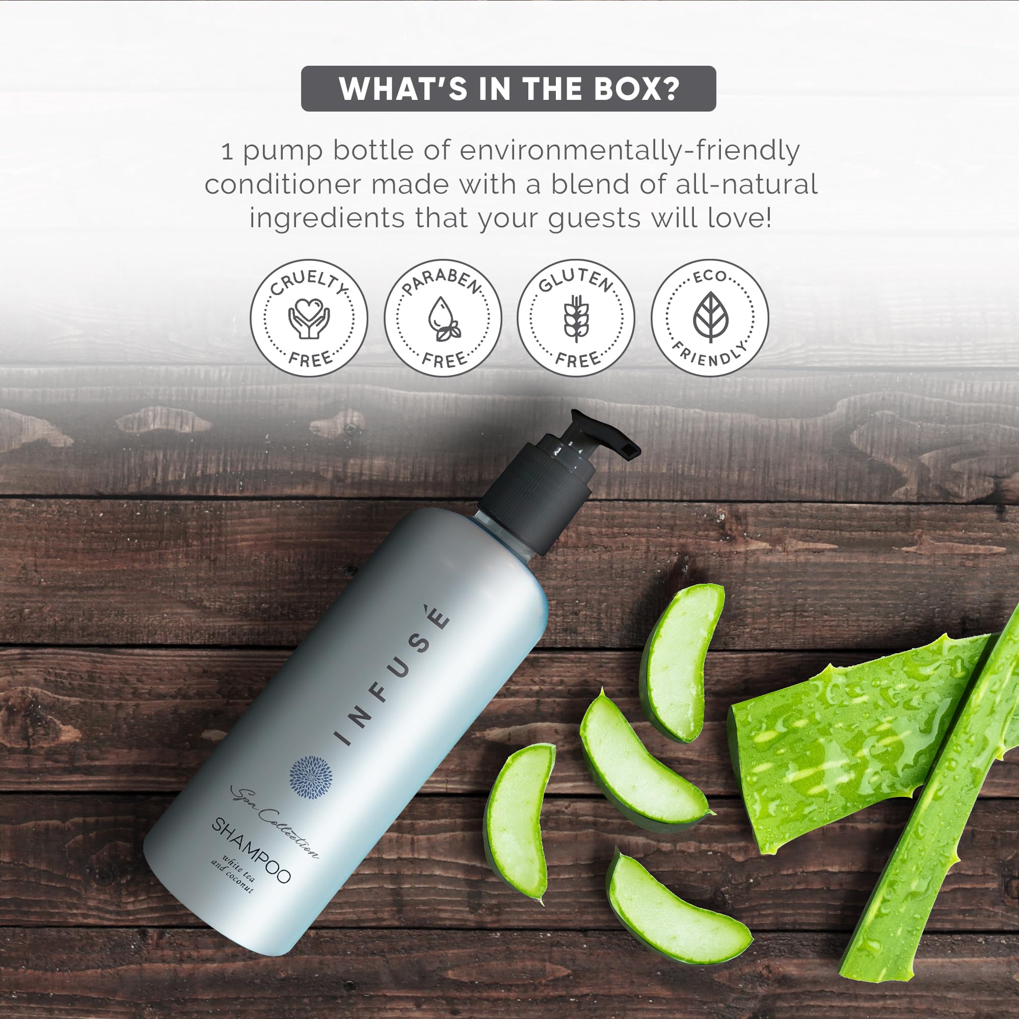 Terra Pure Infuse Shampoo, format hôtel, commodité pour les hôtes
