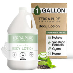 Terra Pure Lait hydratant thé vert en galon prêt à être rempli pour distributeurs hôteliers