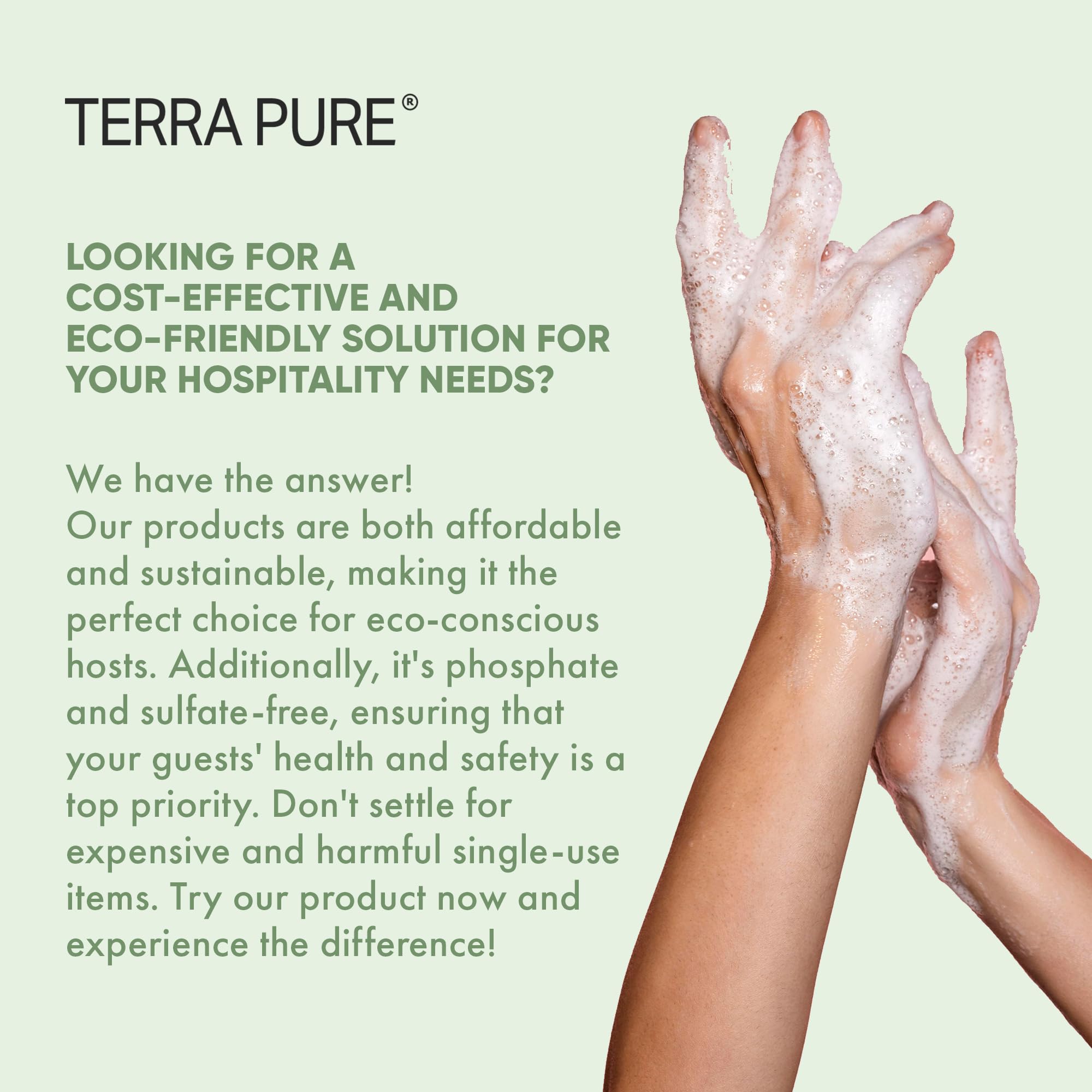 Terra Pure sans parabènes, formulation naturelle adaptée à l’usage hôtelier.