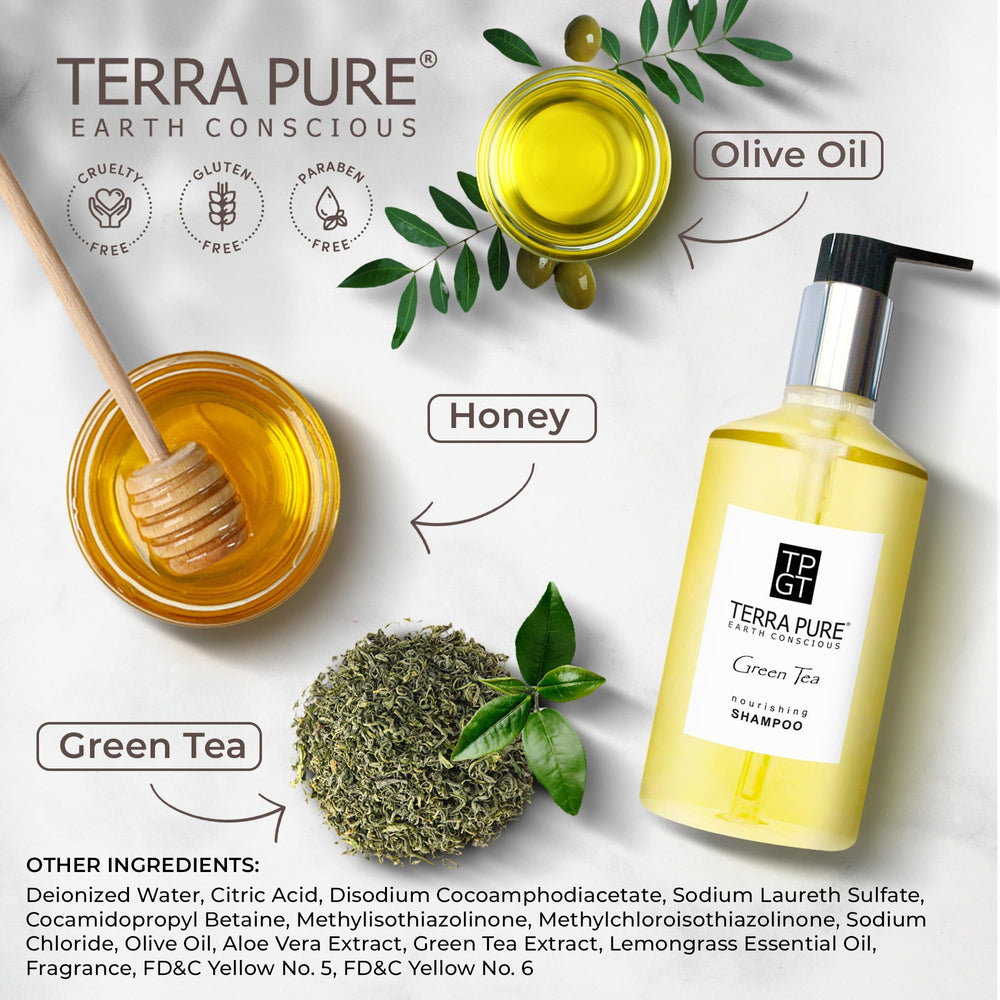 Shampoing Terra Pure, aloe vera, ingrédients naturels pour la routine client.