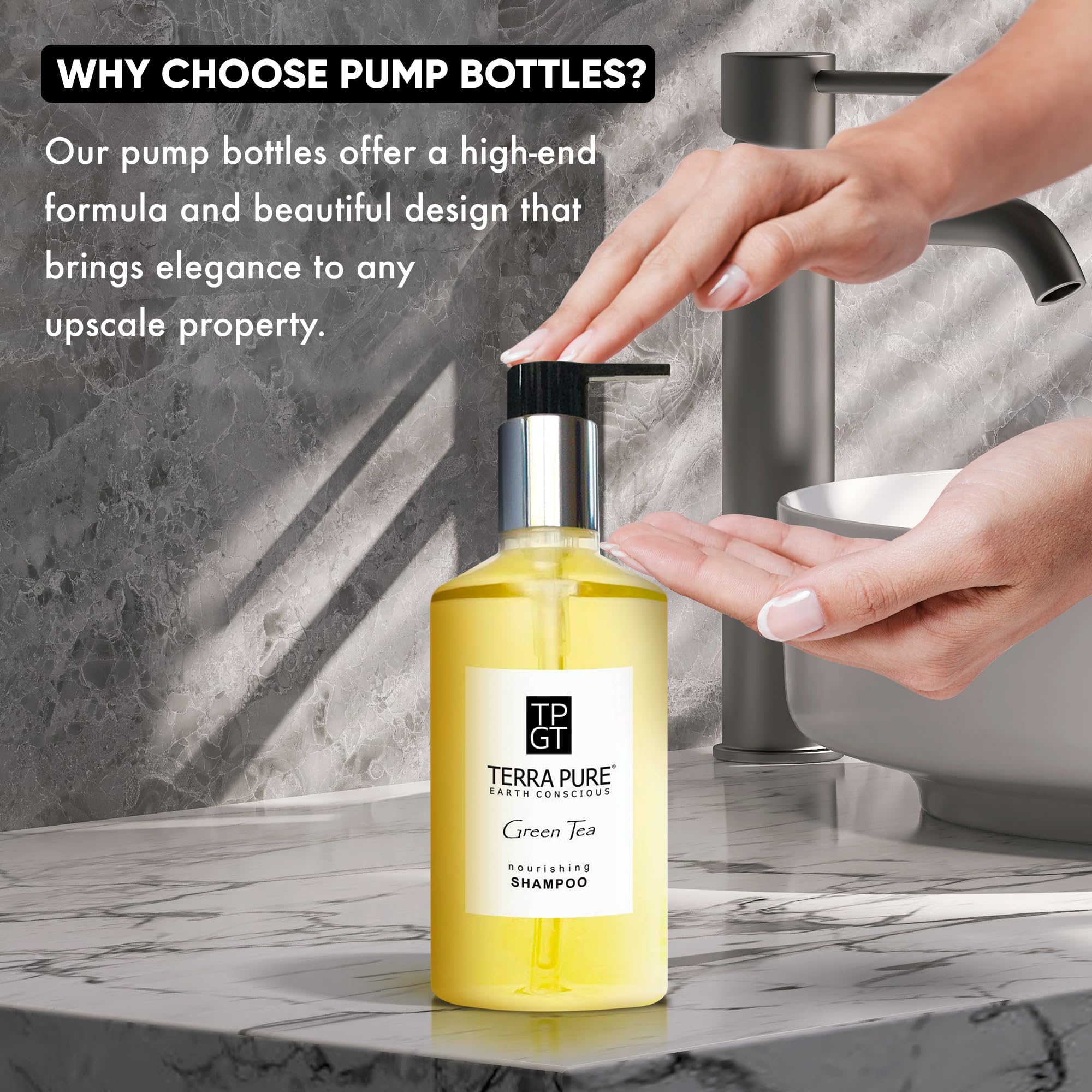 Shampoing Terra Pure, base végétale, formule sans parabènes.