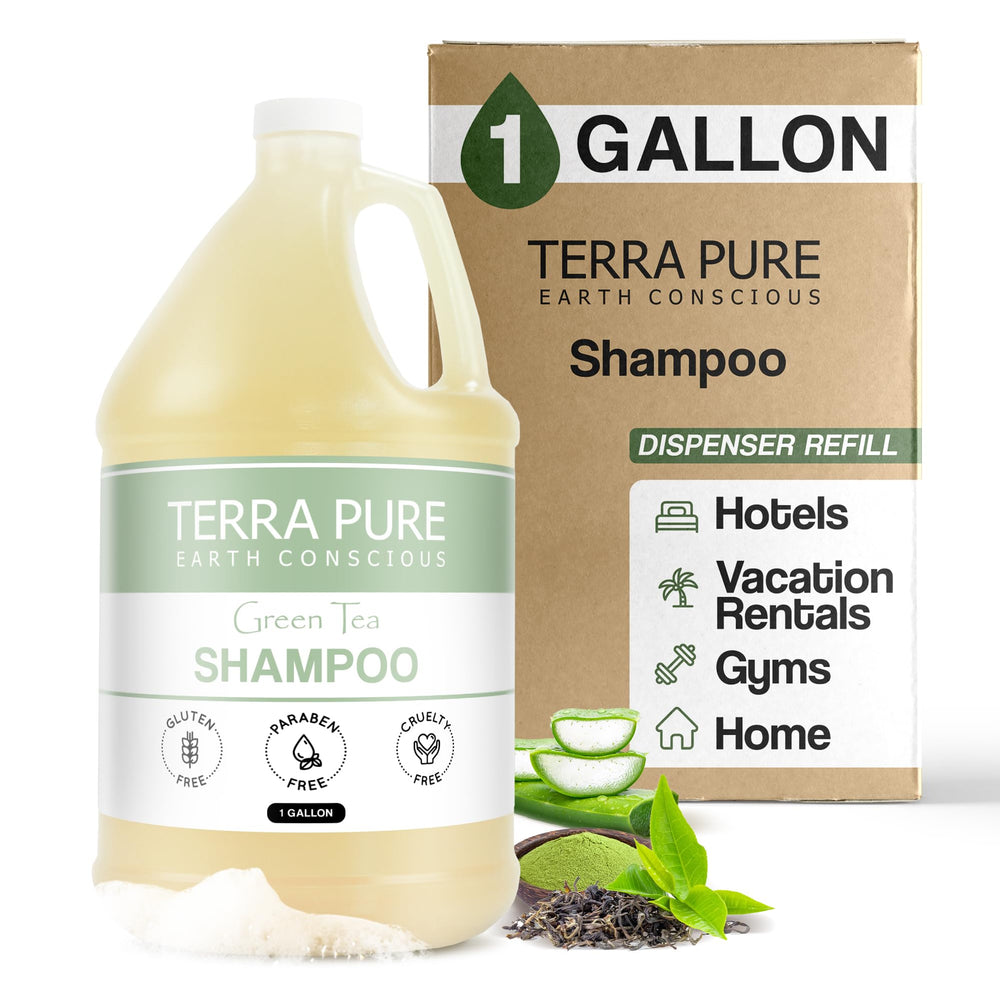 Terra Pure Shampoing Hôtel, bouteille 1 gal, réapprovisionnement facile pour distributeurs