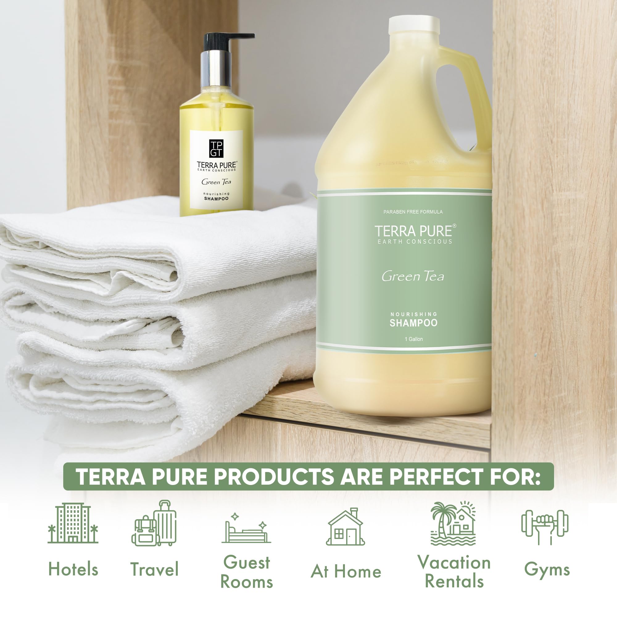 Terra Pure Shampoing Hôtel, pompe incluse pour remplissage rapide