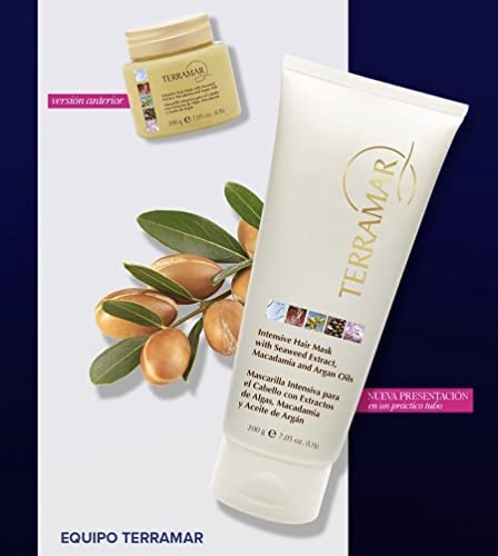 Terramar masque capillaire intensif, cheveux brillants et lisses après utilisation.
