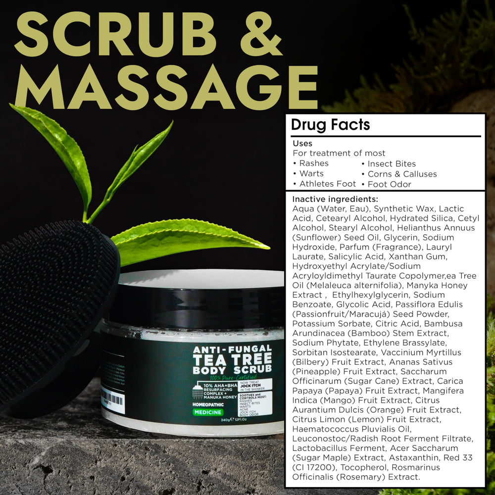 Terramed Just Think Comfort exfoliating scrub texture with salicylic and glycolic acids on feet
