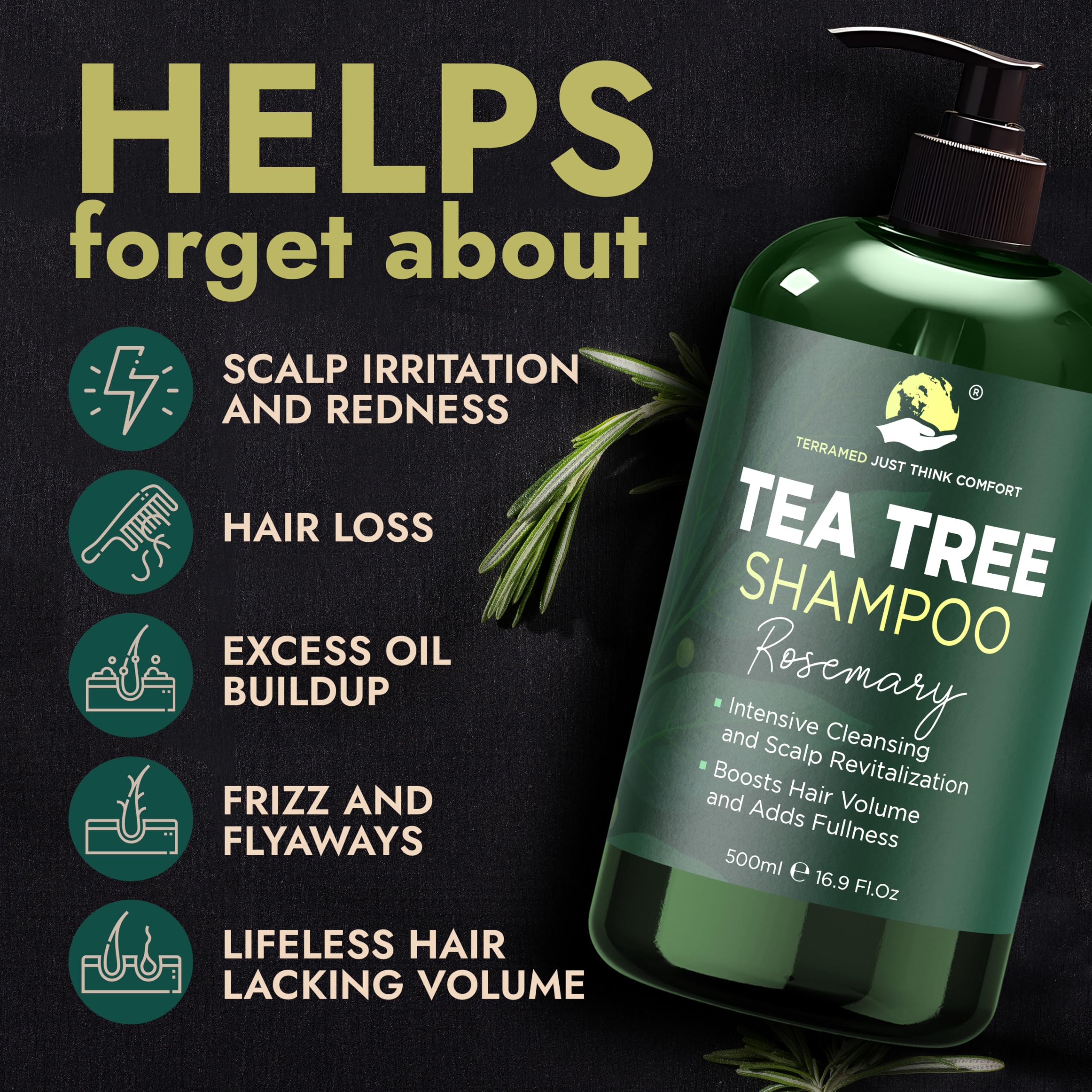 Après-shampoing Terramed Just Think Comfort romarin arbre-a-the, cheveux plus forts et brillants