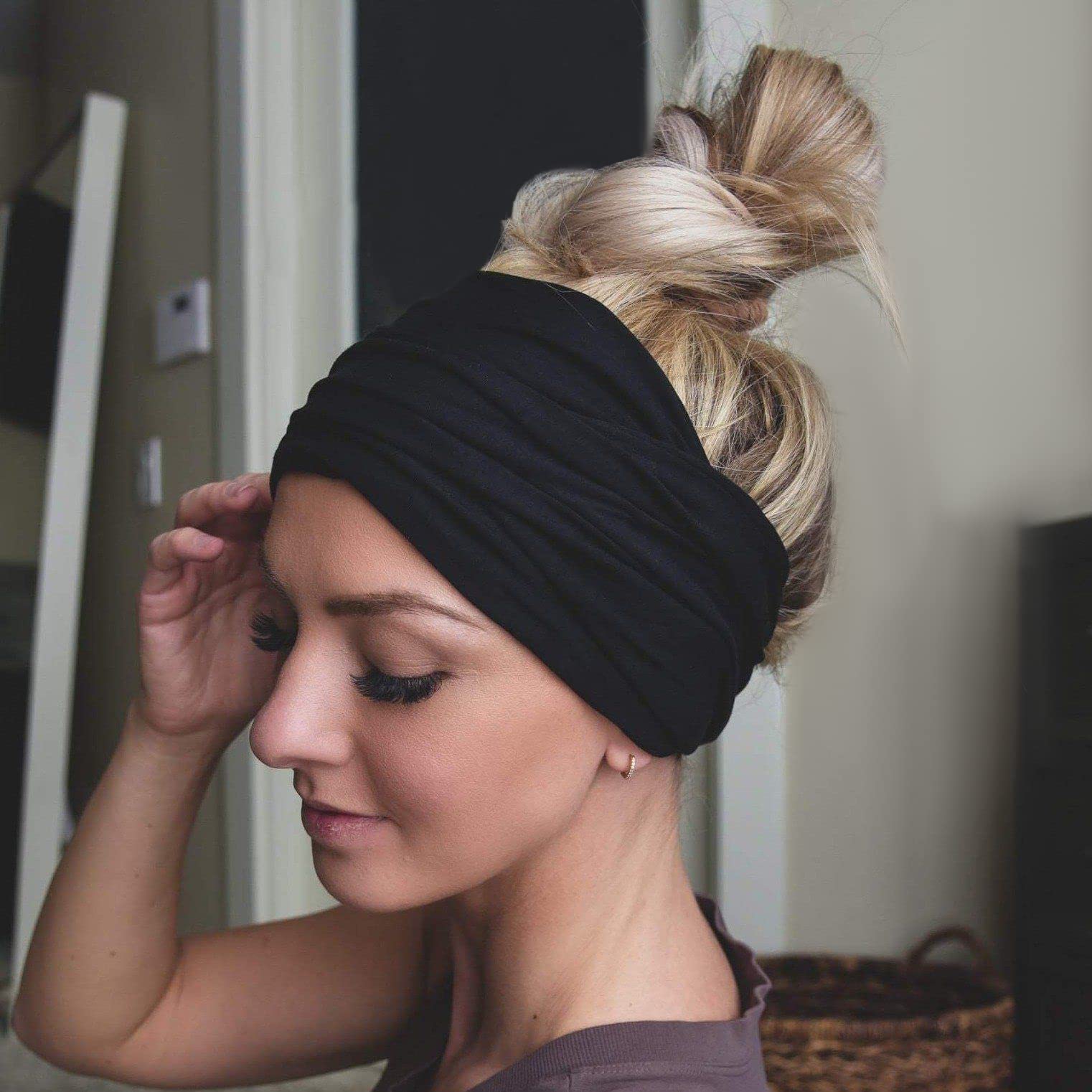 Bandeau de sport TERSE noir anti-glisse, idéal pour yoga et course.