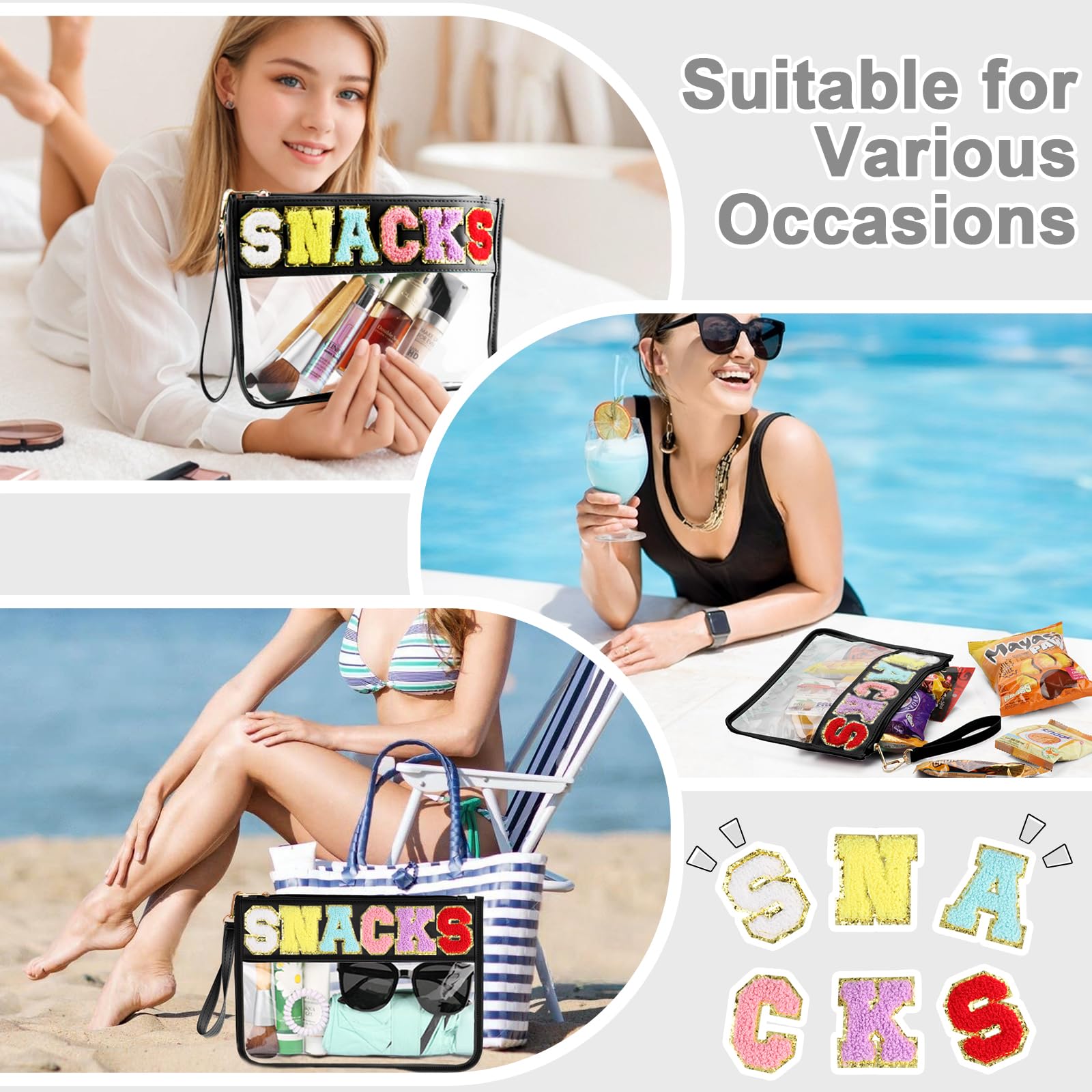 TESAFNG Détail motif chenille lettre preppy: touche chic sur une pochette pratique.