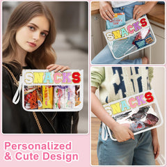 Pochette snacks zippée TESAFNG transparente pour encas en déplacement.