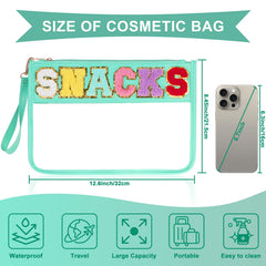 TESAFNG pochette transparente PVC-PU verte pour maquillage et articles de toilette