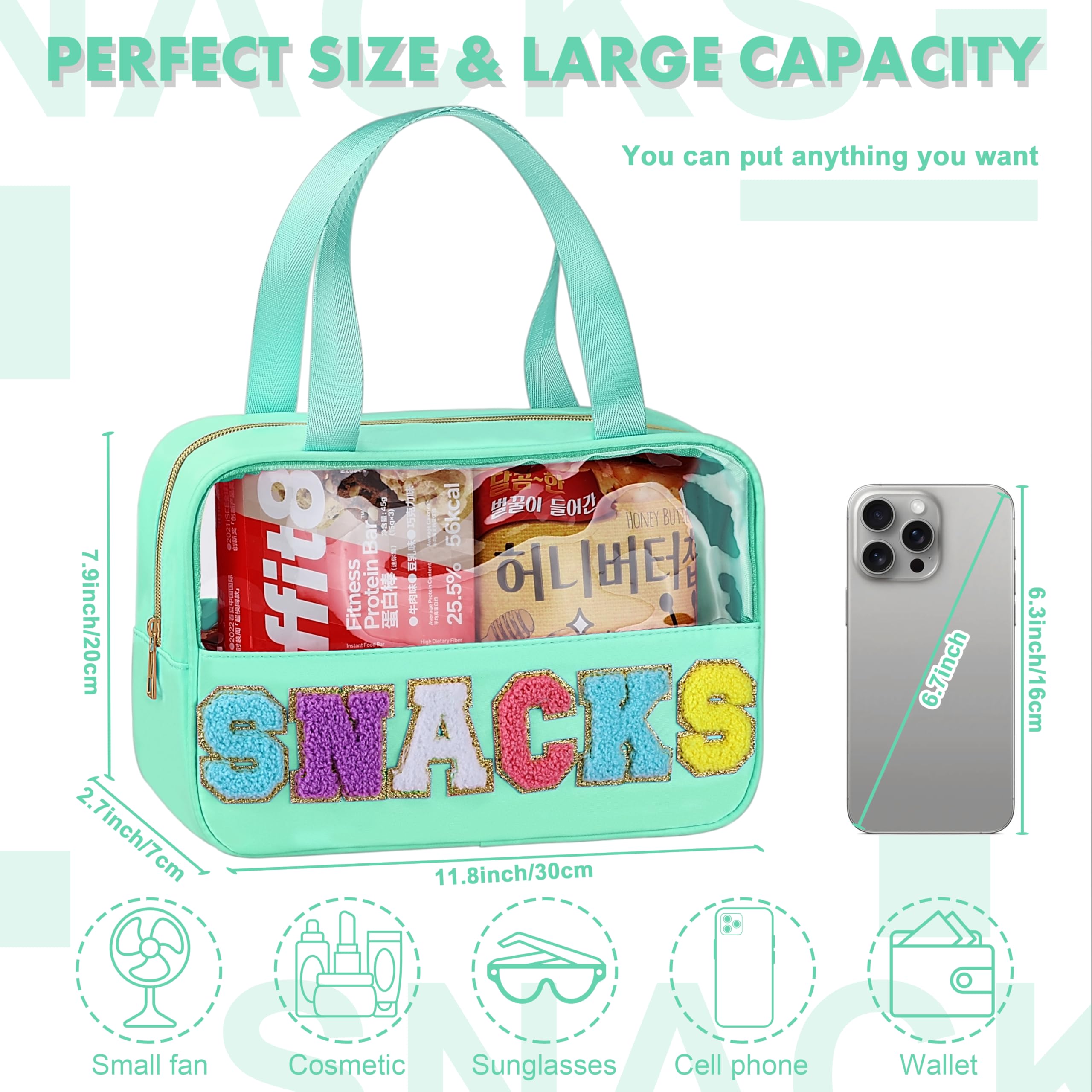 TESAFNG grand sac cosmétique transparent chenille, organisé et facile à trouver