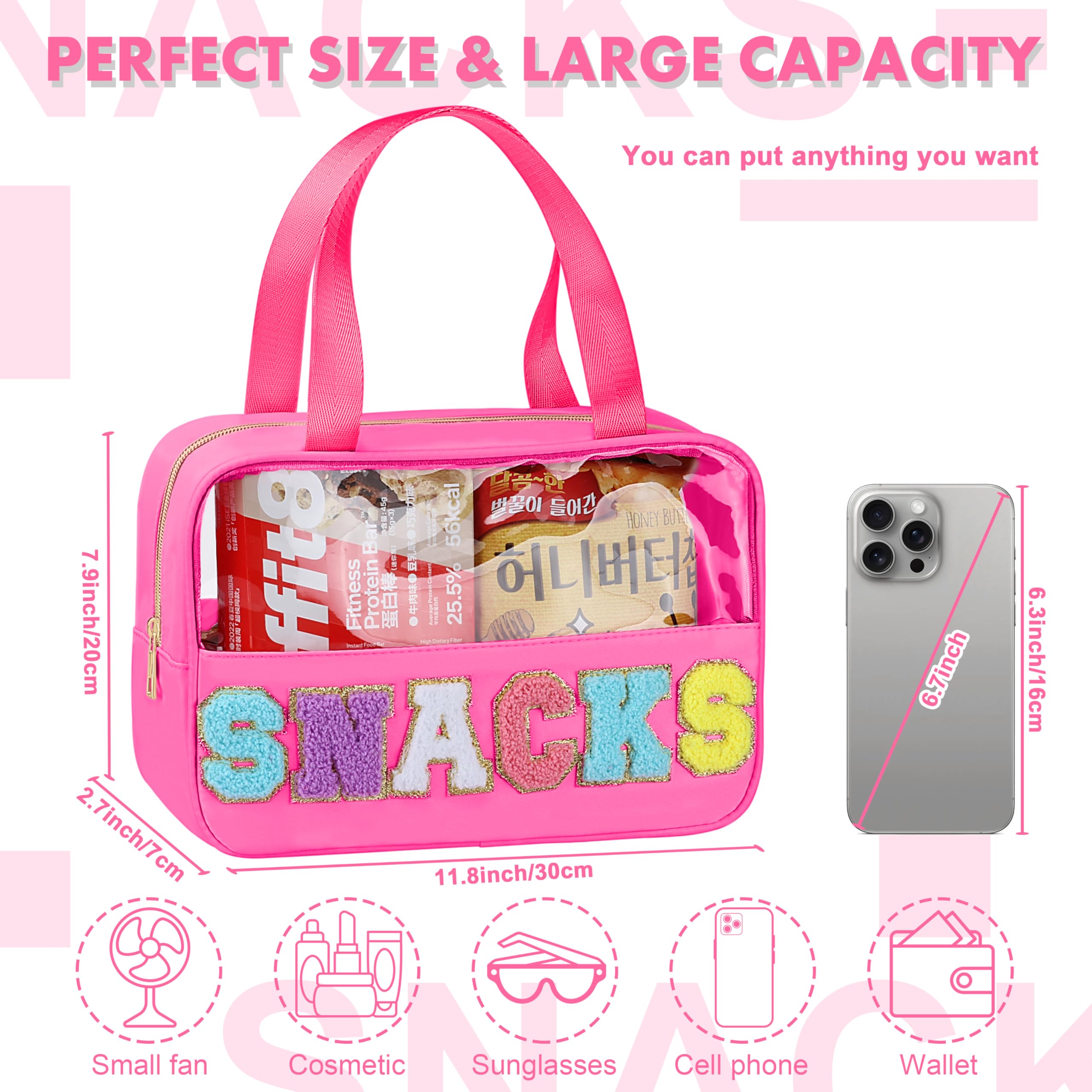 TESAFNG sac maquillage transparent en nylon et PVC, visibilité facile