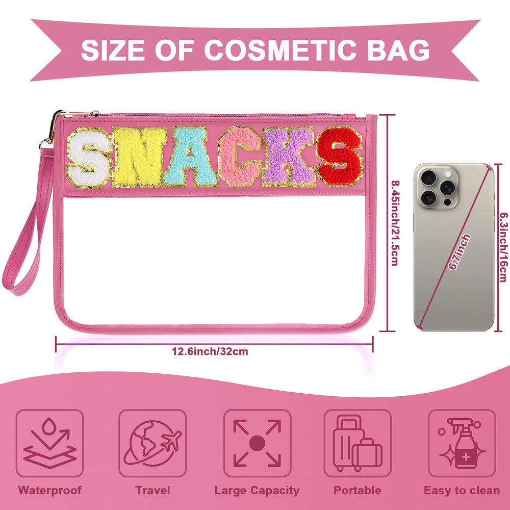 TESAFNG trousse maquillage rectangulaire avec fermeture-éclair rose, facile à repérer.